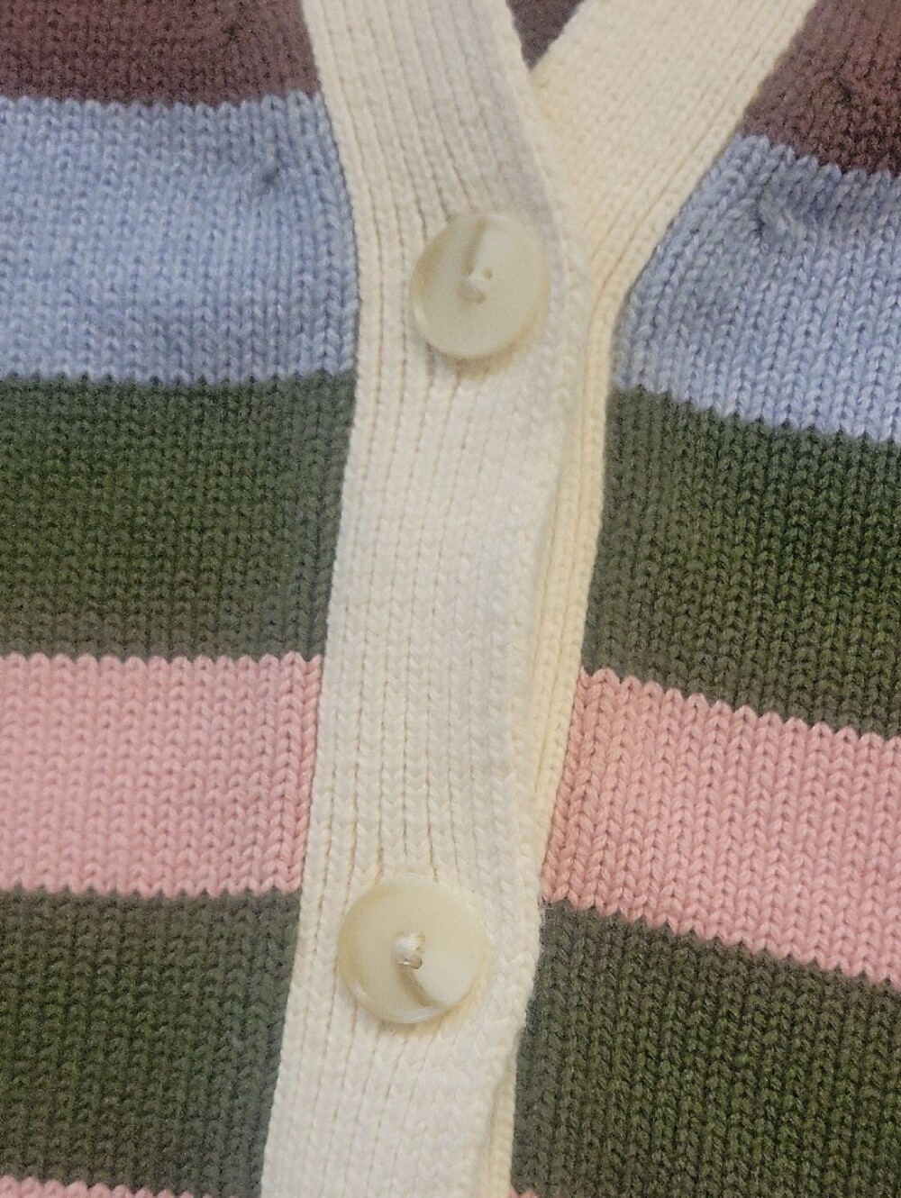 Boden Striped Cotton Cardigan in Blue, Brown, Pink, Yellow & Cream, Medium NWOT - Picture 3 of 5